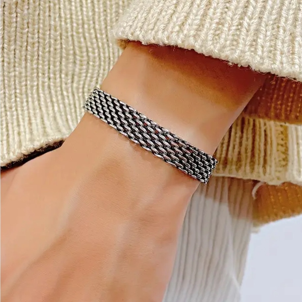 Men’s 8” Stainless Steel Chunky Tennis Bracelet - Picture 3 of 5